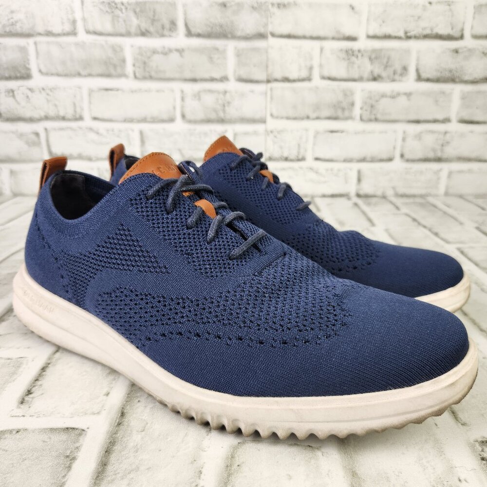 Cole Haan Grand+ Stitchlite Men's Size 10 M Blue Wingtip Oxford Knit Shoe C37369